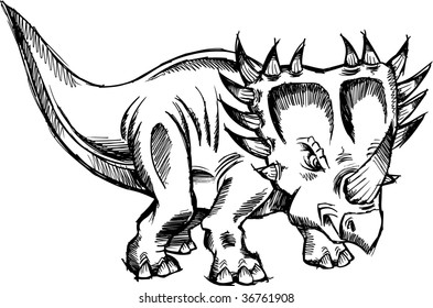  Sketchy doodle Triceratops Dinosaur Vector