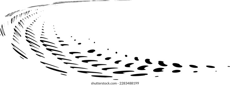 Sketchy dotted dashed frame with train. Bubbles, squiggles, peas, squiggles. Crash or glitch image. Vector.