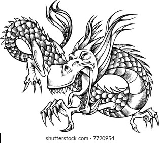 Sketchy Dragon Vector Illustration