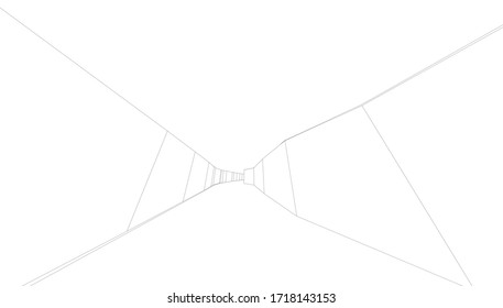 
sketchy drawing of space 3D visualization., monochrome architectural form