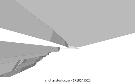 
dibujo esquemático de visualización 3D espacial, forma arquitectónica paisajística