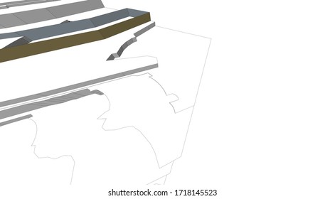 
sketchy drawing of space 3D visualization., landscape architectural form