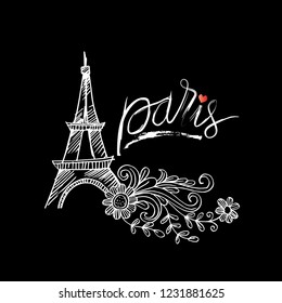 Sketchy of Eiffel tower in Paris. Symbol of France.