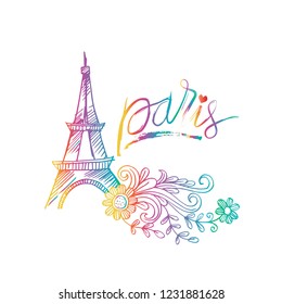 Sketchy of Eiffel tower in Paris. Symbol of France.