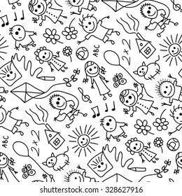 Sketchy elements seamless pattern.