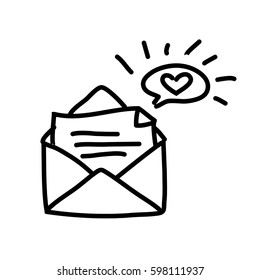 Sketchy envelope with heart vector illustration. Good for card, invitation design