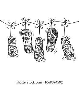 Sketchy of flip-flops in hanging