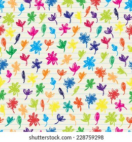 Sketchy flowers seamless pattern.