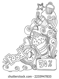 Sketchy food, Hand drawn vector Illustration doodle line art style.doodle food poster.