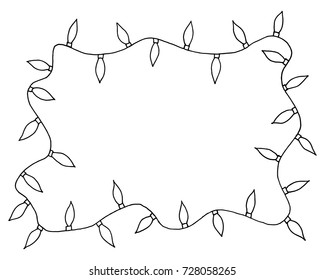 Sketchy frames illustration. Hand drawn festive christmas lights with place for your text in the center.