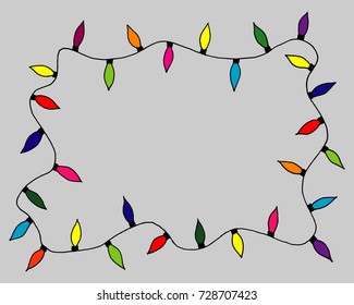 Sketchy frames illustration. Hand drawn festive christmas lights with place for your text in the center.