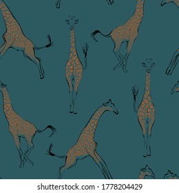 Sketchy Funky jumping giraffe pattern