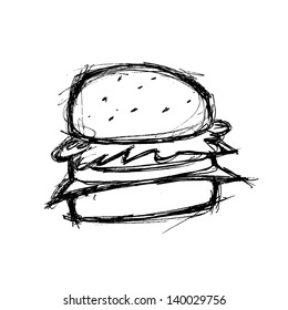 sketchy hamburger in doodle style
