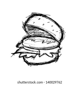 sketchy hamburger in doodle style