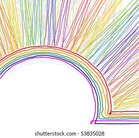 sketchy hand drawn abstract background - colorful and rainbow