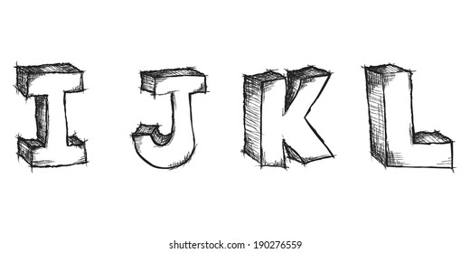 Sketchy hand drawn capital letters alphabet 