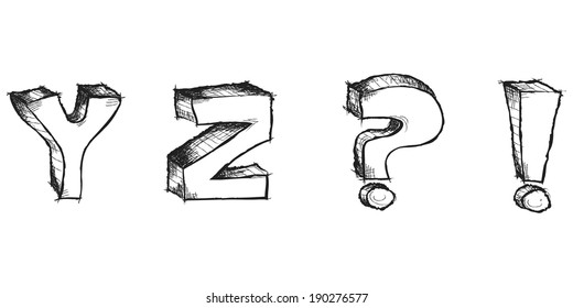 Sketchy hand drawn capital letters alphabet 