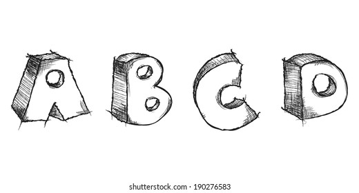 Sketchy hand drawn capital letters alphabet 