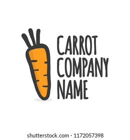 Sketchy hand drawn carrot logo isolated in white background. Best for your vegan company, juice bar and many more