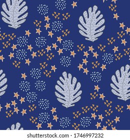Sketchy hand drawn foliage set with leaves and branches of different shape, isolated illustration. Doodle vector, scandinavian design, seamless pattern. Wallpaper, paper, fabric, textile design.