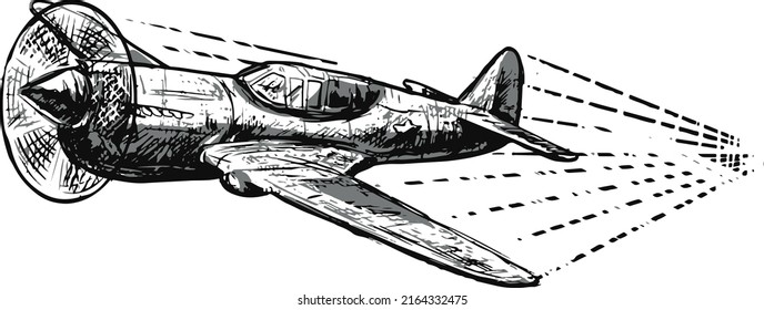 sketchy hand drawn retro war air plane illustration