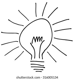 a sketchy hand drawn stylized light bulb vector illustration