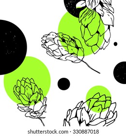 sketchy hand drawn vector illustration of hop plants