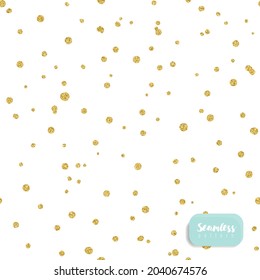 Sketchy hand-drawn points vector seamless pattern, made of gold glitter.