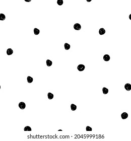Esquemas de puntos dibujados a mano vectorial sin fisuras. Fondo de textura de puntos negros. Puntos difusores de vector de dibujo a mano libre. Papel de escritorio, papel, tela, diseño textil.