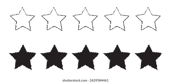 Sketchy hand-drawn rating star row