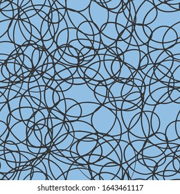 Sketchy hand-drawn scribble vector seamless pattern. Grey pattern on blue background - for wallpaper, paper, fabric, textile design
