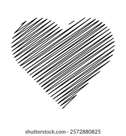 Sketchy Heart. Heart line drawing Sketch Effect. Vector eps 10