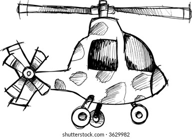 Ilustración de vectores de helicóptero de Sketchy