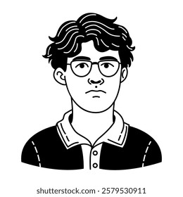 A sketchy icon of a bored man 