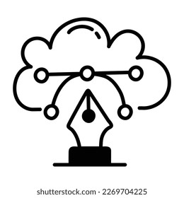 Sketchy icon of cloud designing 