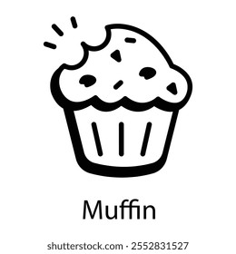 Un icono incompleto de delicioso muffin 