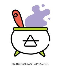 Sketchy icon of magic cauldron 