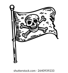 A sketchy icon of pirate flag with skull and bone symbol
