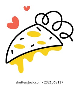 A sketchy icon of pizza slice 