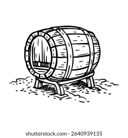 A sketchy icon of rum barrel