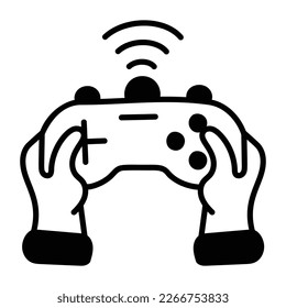 Sketchy icon vector of a wireless gaming controller in hand 