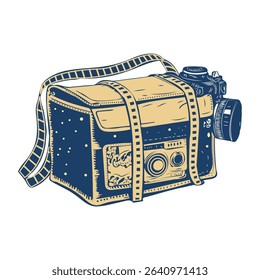 A sketchy icon of vintage camera bag