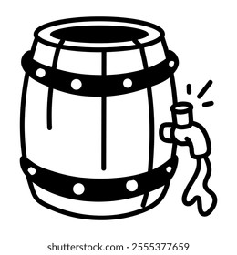 A sketchy icon of a wine barrel 