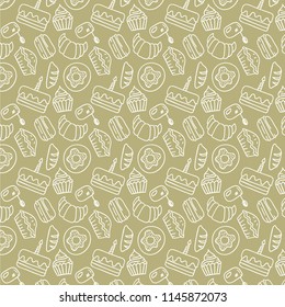 Sketchy icons of sweets vector background