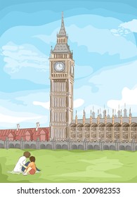 Sketchy Illustration of Big Ben in London