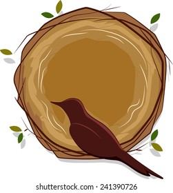 Sketchy Illustration of a Bird Sitting on a Nest