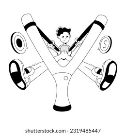 Sketchy illustration of businessman aiming 