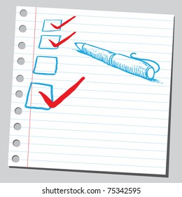 Sketchy illustration of a check boxes