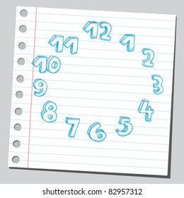 Sketchy illustration of a clock numbers