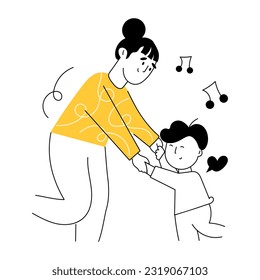A sketchy illustration of dancing mom 